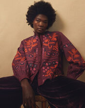 East Joseline Floral Embroidered Blouse, Red (BURGUNDY), large