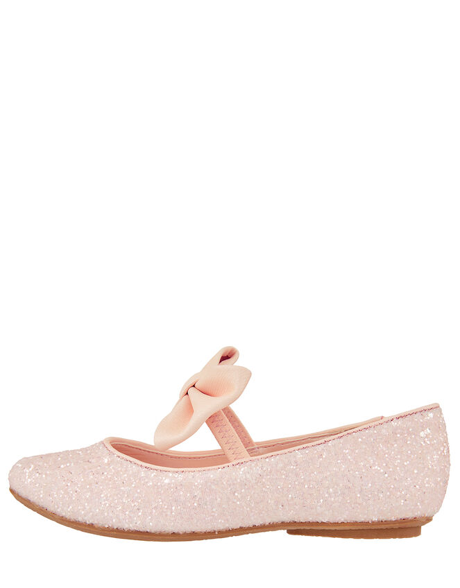 Estella Glitter Bow Ballerina Shoes, Pink (PALE PINK), large