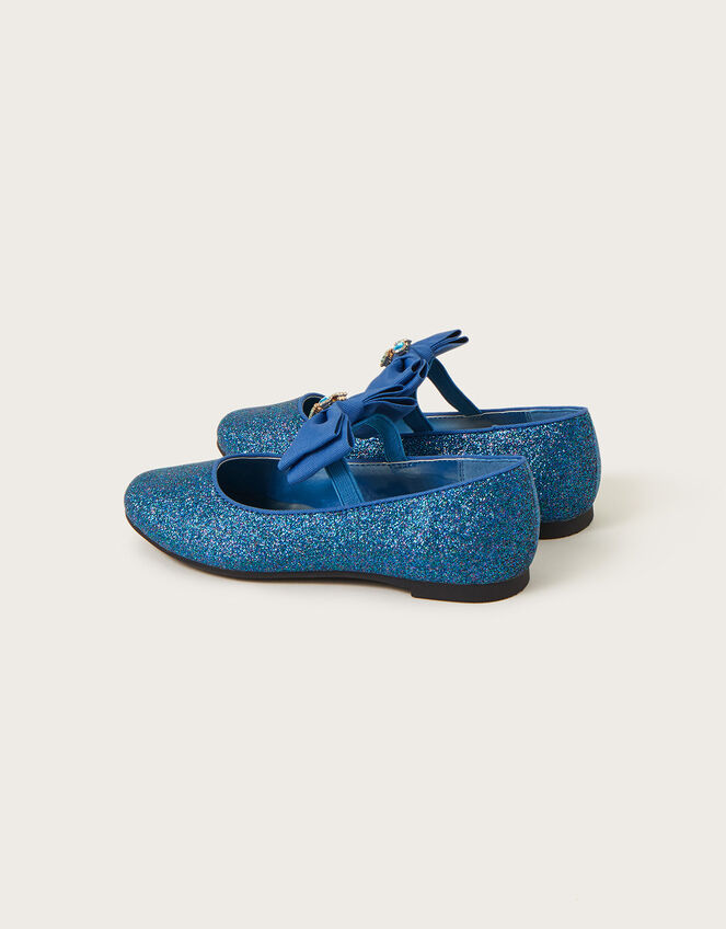 Glitter Gem Bow Ballerina Flats, Teal (TEAL), large