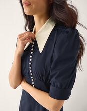 Clay Collar Jersey Midi Dress, Blue (NAVY), large