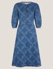 Hailsey Floral Denim Midi Dress, Blue (DENIM BLUE), large
