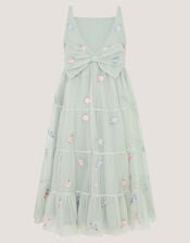 Luna Floral Embroidered Mesh Dress, Green (SAGE), large