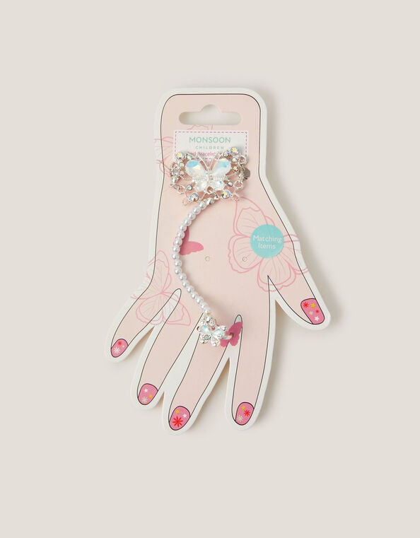 Butterfly Linked Bracelet & Ring Set, Silver (SILVER), large