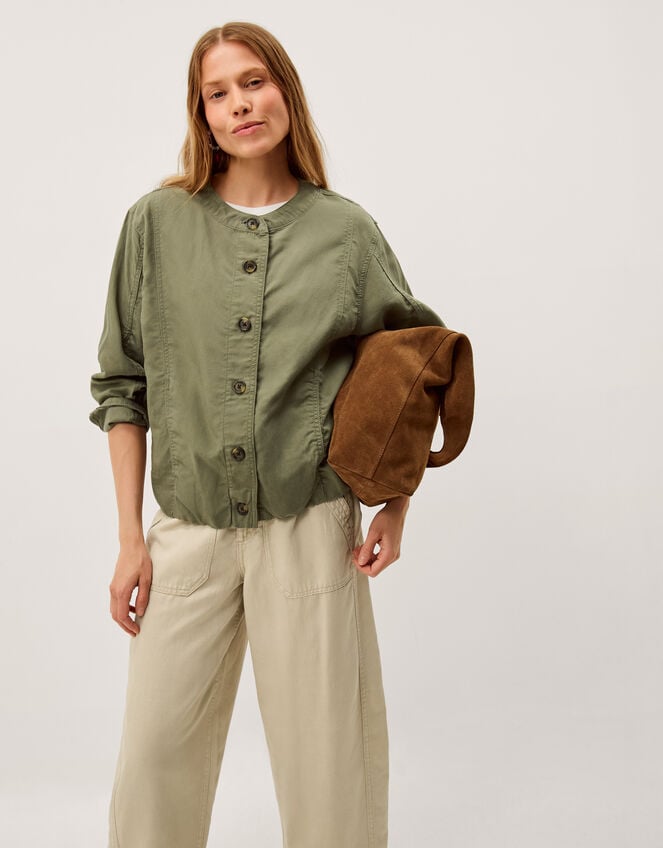 Colette Linen Blend Jacket, Green (KHAKI), large
