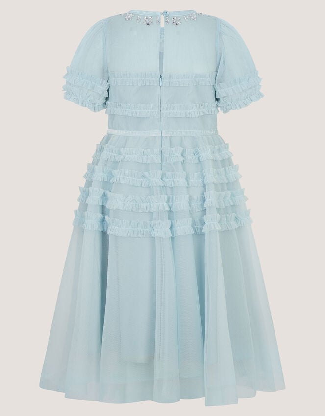 Natalia Embellished Ruffle Party Dress, Blue (PALE BLUE), large