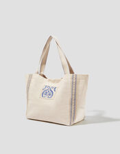 Valli Embroidered Canvas Beach Bag, , large