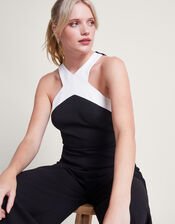 Mandy Monochrome Jumpsuit, Black (BLACK), large