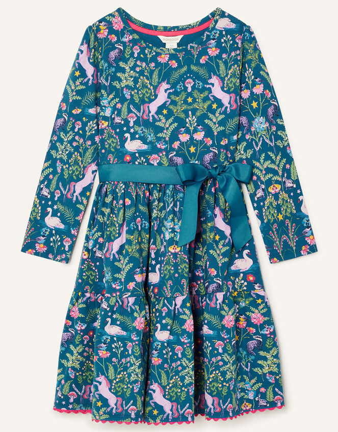 Fantastical Printed Jersey Dress, Blue (NAVY), large