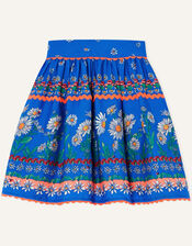 Daisy Print Skirt, Blue (BLUE), large