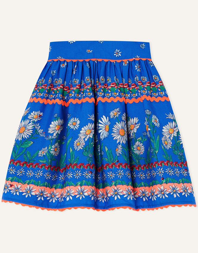 Daisy Print Skirt, Blue (BLUE), large