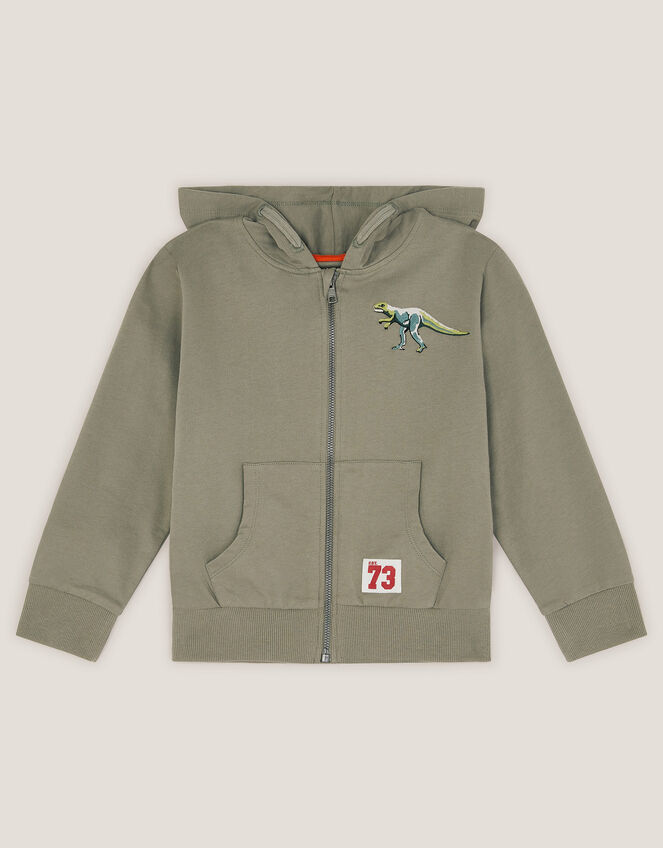 Dinosaur Zip-Up Hoodie, Green (GREEN), large