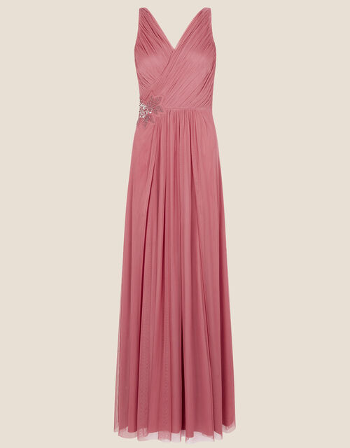 Michaela Maxi Dress in Recycled Polyester, Pink (ROSE), large