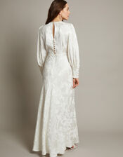 Grace Long Sleeve Satin Wedding Dress, Ivory (IVORY), large