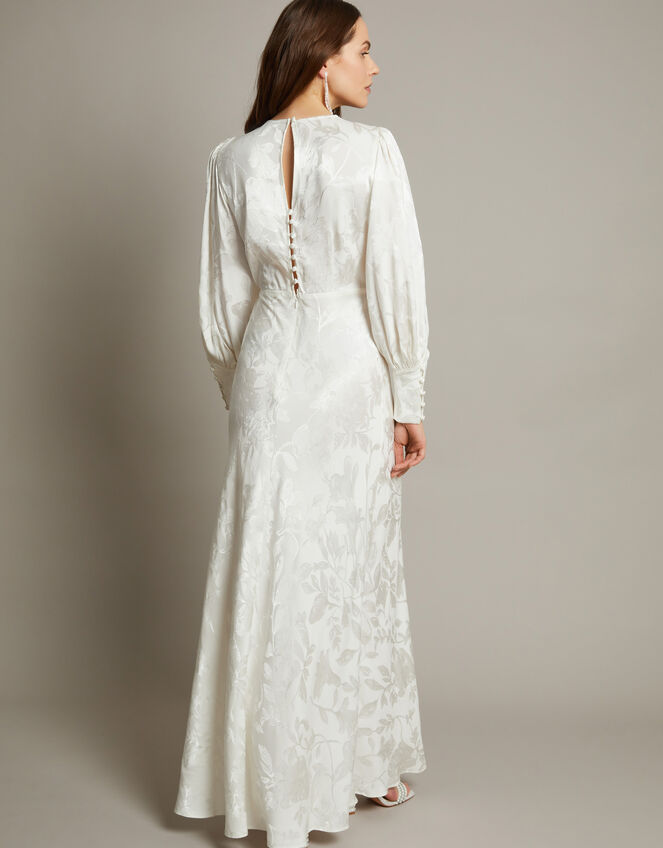 Grace Long Sleeve Satin Wedding Dress, Ivory (IVORY), large