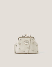 Bejewelled Flower Clip Frame Bag, , large