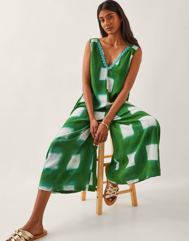 Halia Check Jumpsuit, Green (GREEN), large