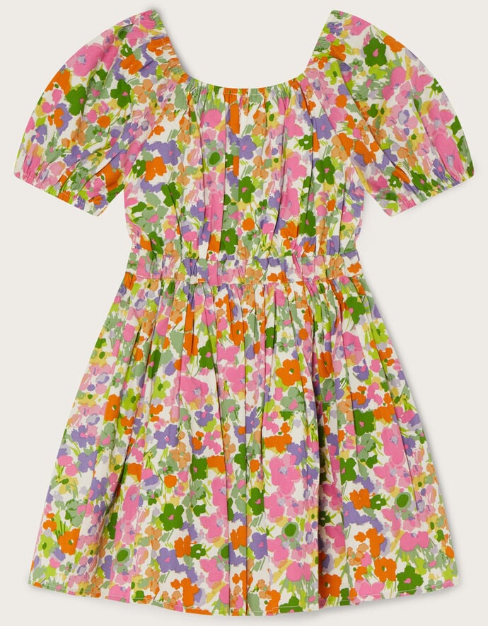 Bright Floral Printed Dress Green