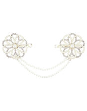 Pretty Pearl Flower Hair Clips, , large