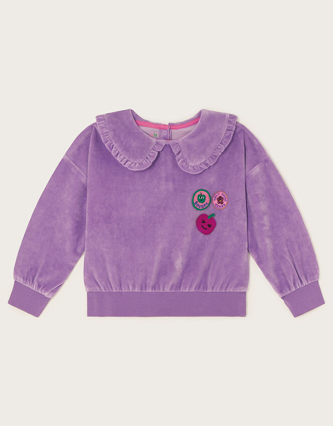 Velour Collar Top, Purple (PURPLE), large