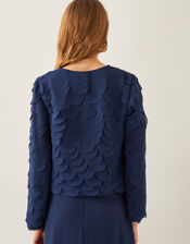 Elora Scalloped Chiffon Jacket, Blue (NAVY), large