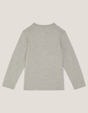 Snowboard Dinosaur Long Sleeve Top, Grey (GREY), large