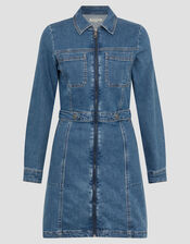 Margo Long Sleeve Denim Mini Dress, Blue (DENIM BLUE), large