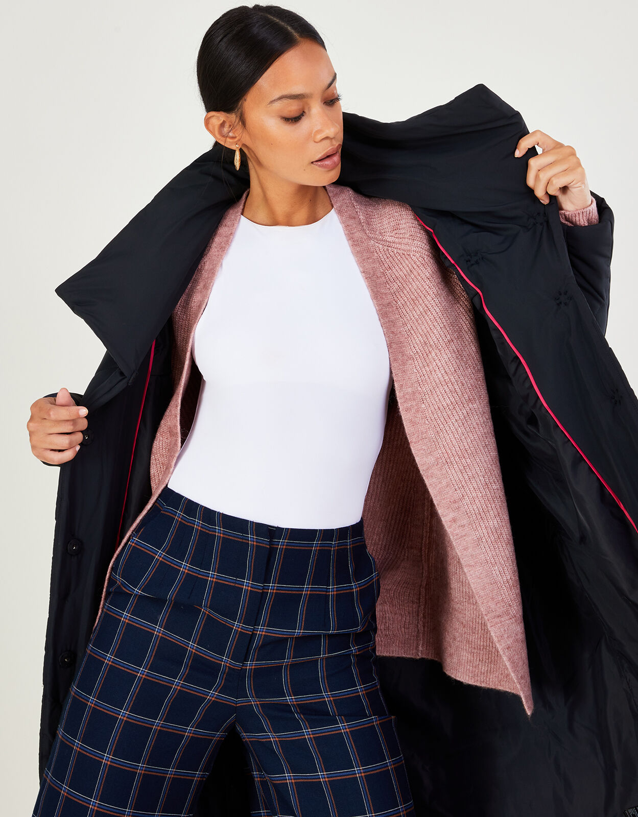 Piper Padded Shawl Collar Coat in Recycled Polyester Blue