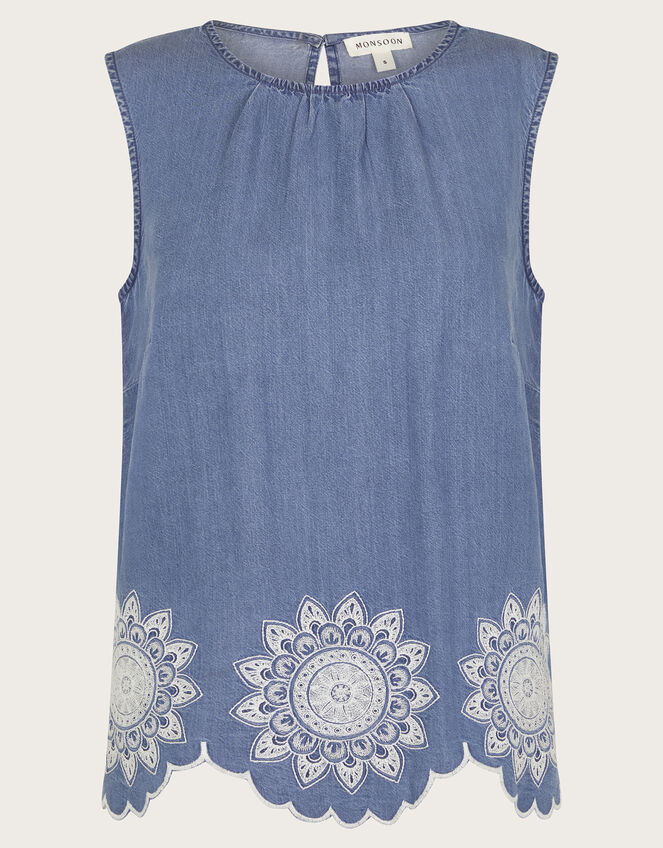 Talia Embroidered Top, Blue (DENIM BLUE), large