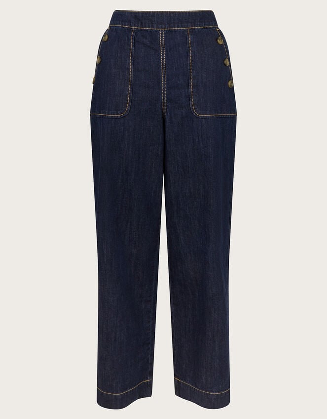 Harper Short Wide Leg Crop Jeans, Blue (INDIGO), large