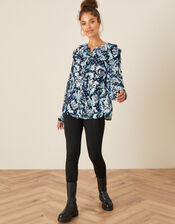 Briony Shimmer Butterfly Blouse, Blue (NAVY), large
