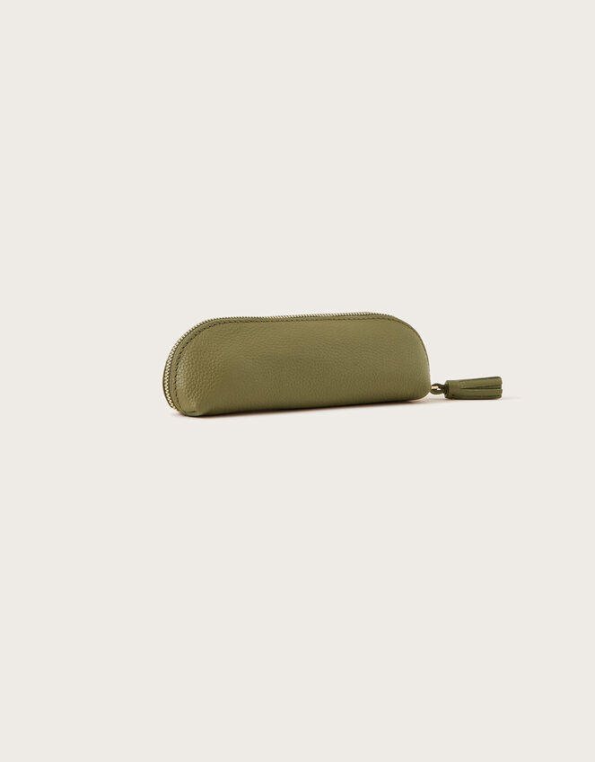 Leather Pencil Case, Green (GREEN), large