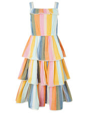 Molly Striped Midi Dress in Linen Blend, Multi (MULTI), large