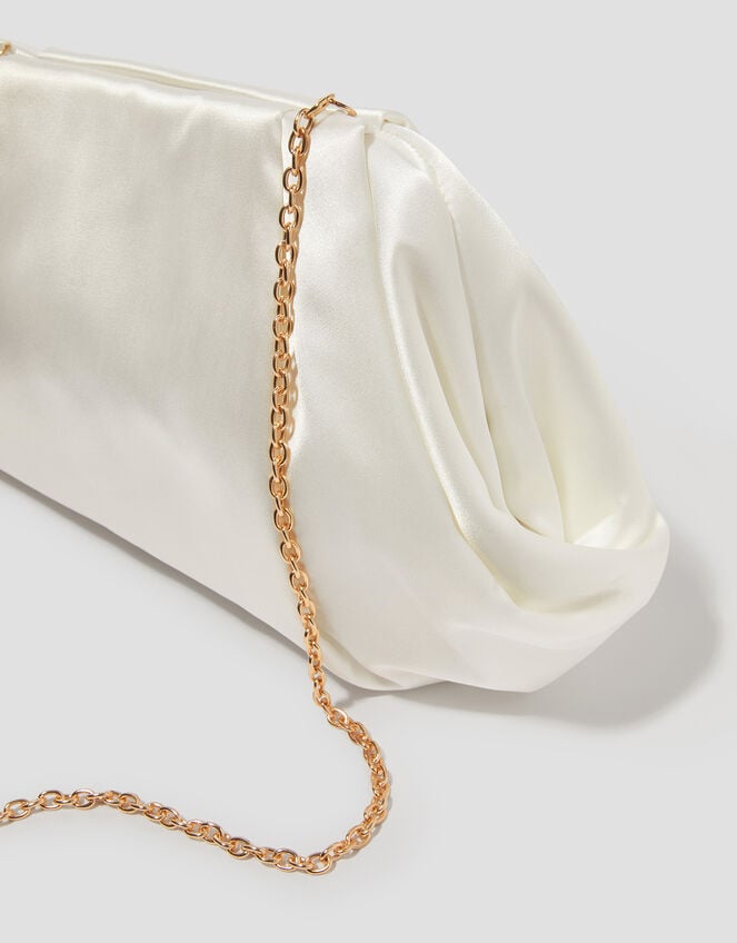 Oona Pleat Satin Clutch Bag, , large