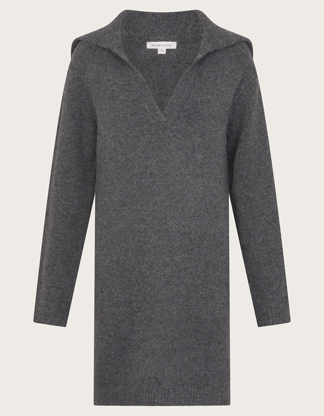 Nora Collared Mini Jumper Dress Grey | Day Dresses | Monsoon UK.