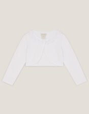 Baby Ottilie Appliqu&eacute; Rose Cardigan, White (WHITE), large