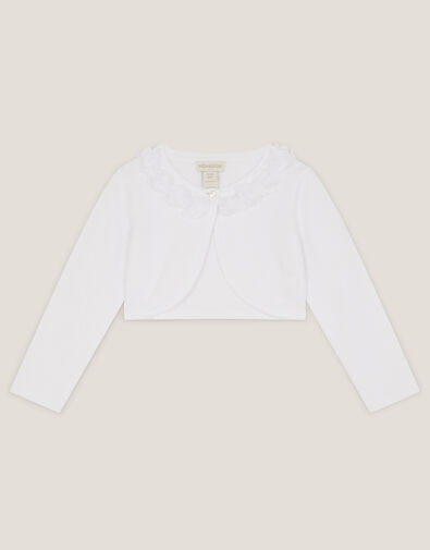 Baby Ottilie Appliqu&eacute; Rose Cardigan, White (WHITE), large