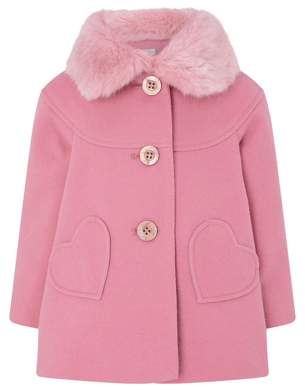 Baby Heart Pocket Coat Pink Coats & Jackets Monsoon UK.