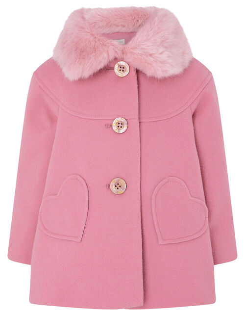 Baby Heart Pocket Coat Pink Baby Girl Coats & Jackets Monsoon UK.