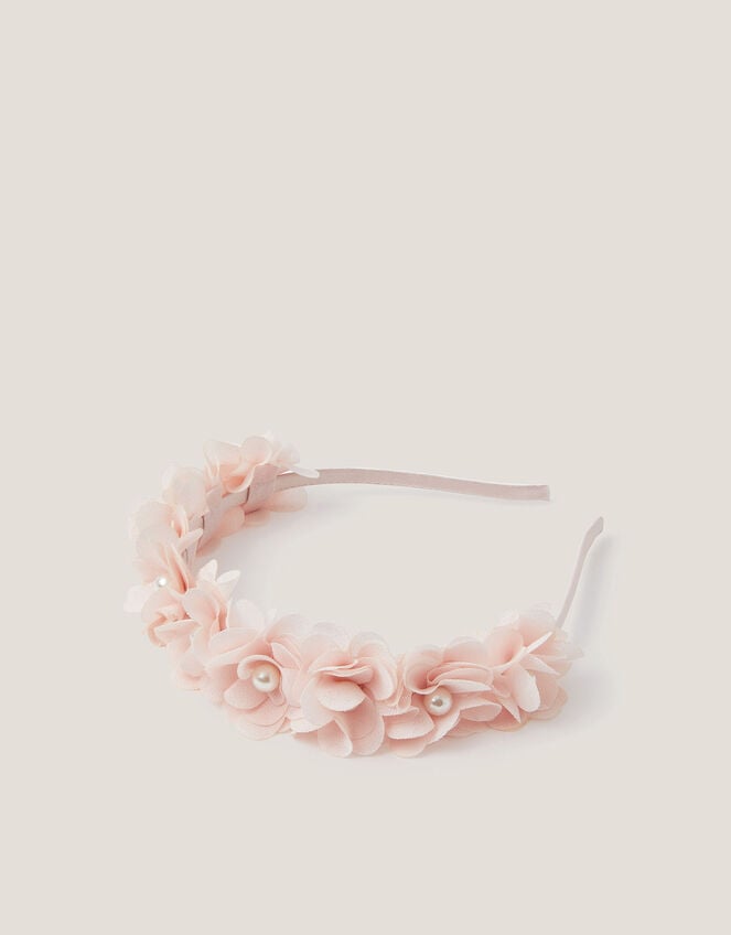 Corsage Floral Pearl Headband, Pink (PINK), large