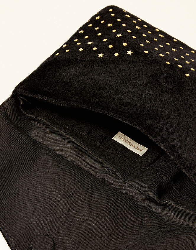 Velvet Embellished Clutch Bag , , large