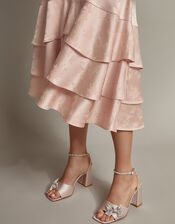 Ester Satin Ruffle Midi Dress, Pink (PINK), large