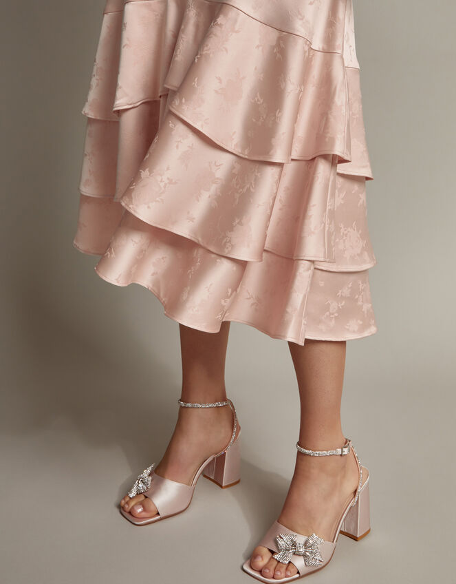 Ester Satin Ruffle Midi Dress, Pink (PINK), large