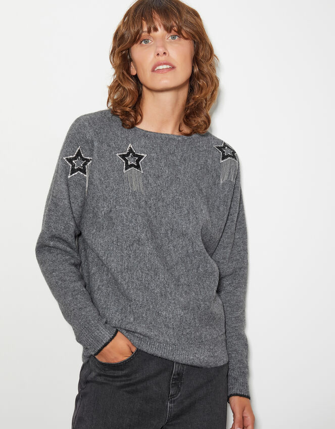 Sable Star Embellished Jumper , Grey (GREY), large