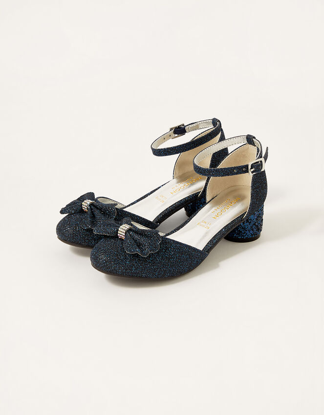 Glitter Bow Heels, Blue (NAVY), large
