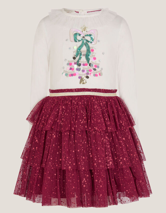 Christmas Tree Tulle Disco Dress, Red (RED), large