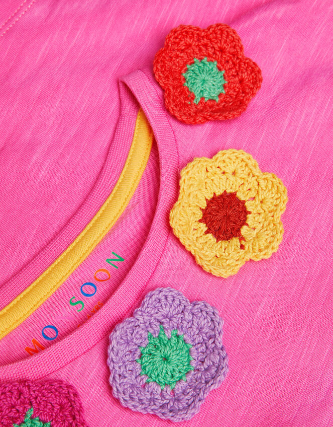 Crochet Flower Frilly T-Shirt, Pink (PINK), large