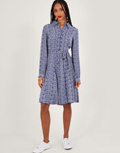 Josephina Print Shirt Dress, Blue (BLUE), large