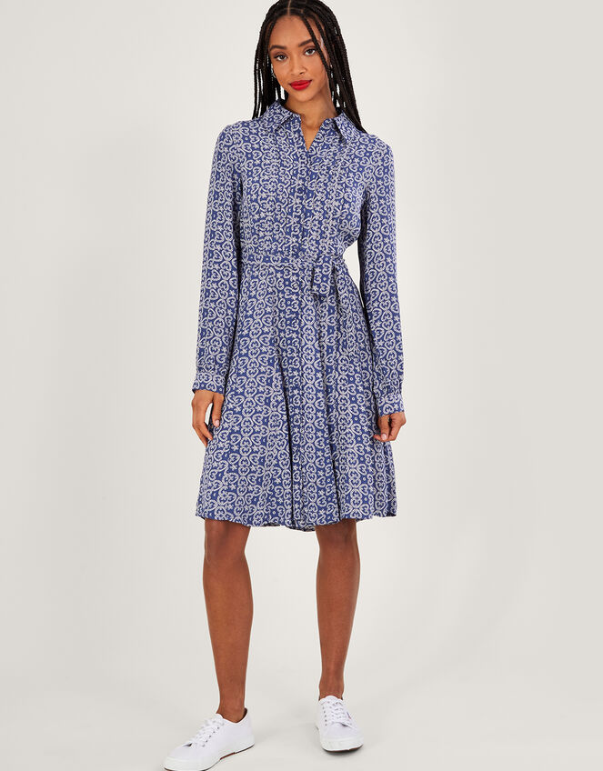 Josephina Print Shirt Dress, Blue (BLUE), large