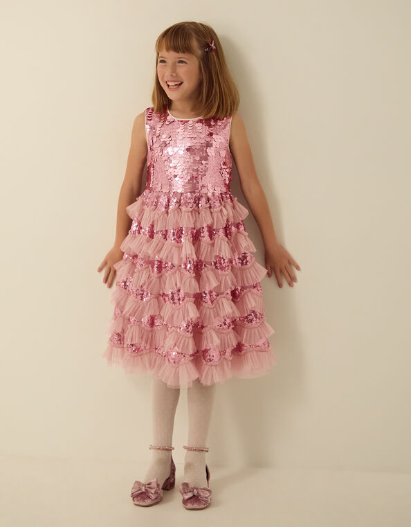 Ruffle Sequin Party Dress, Pink (PINK), large