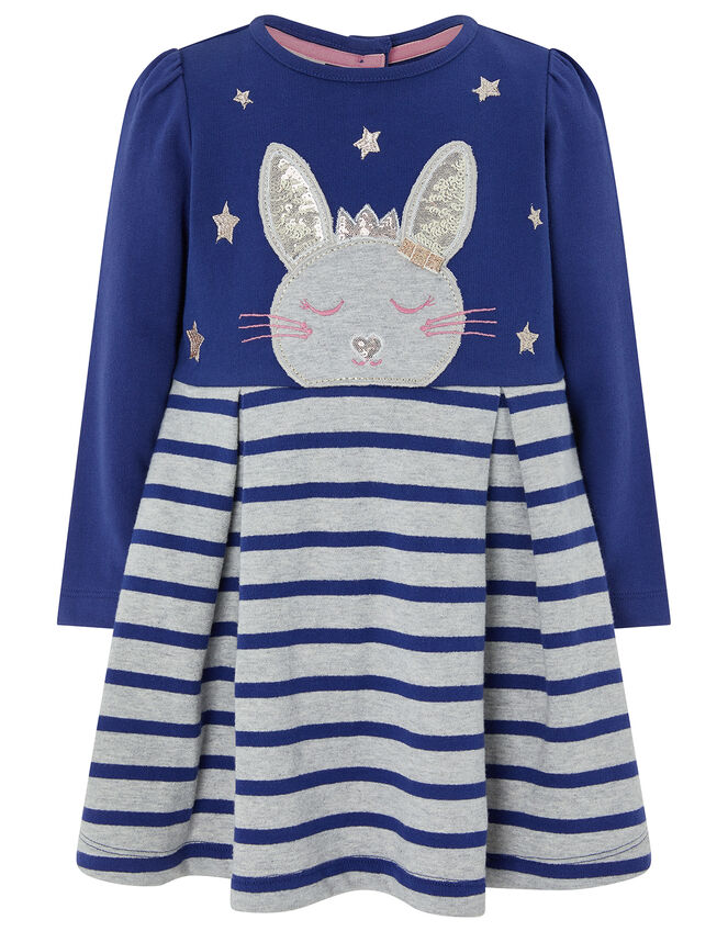 Baby Elis Bunny Sweat Dress, Blue (NAVY), large